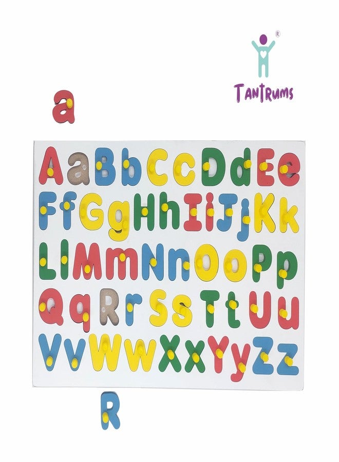 Tantrums لوحة أحجية الحروف الأبجدية الخشبية، حروف كبيرة وصغيرة، لعبة تعليمية متعددة الألوان للأعمار من 3 إلى 5 سنوات - Image 3